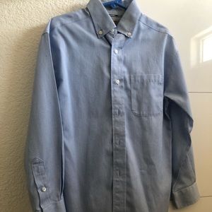 Size 7: Boy Button-Up Blue/White Striped Shirt